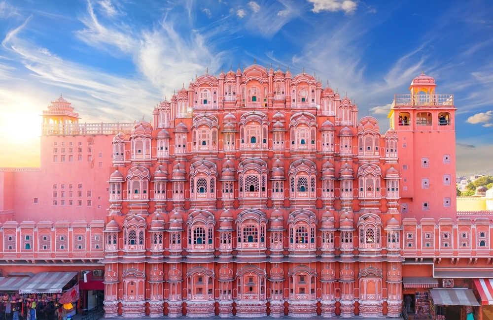 Hawa Mahal, Palácio dos Ventos, Jaipur, India, Edifícios cor-de-rosa no mundo